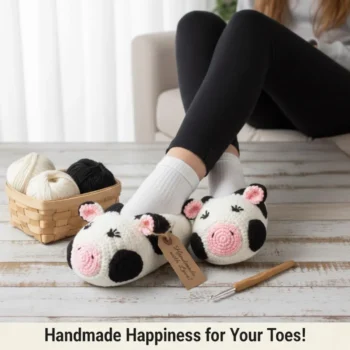 Cozy Cow Slippers Crochet Pattern (2)