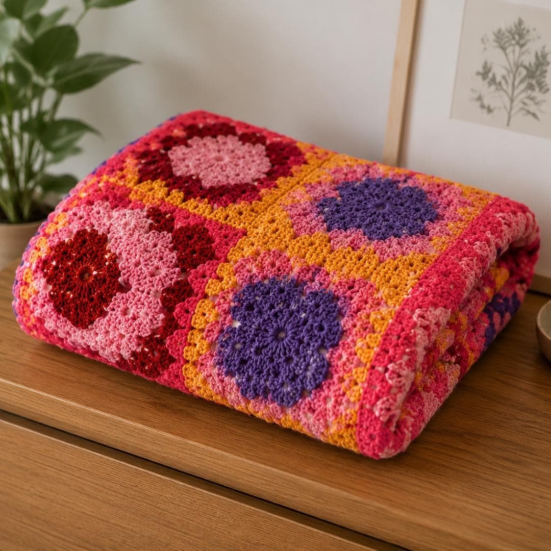Heart Granny Square Crochet Blanket Pattern (4) Heart Granny Square Crochet Blanket Pattern