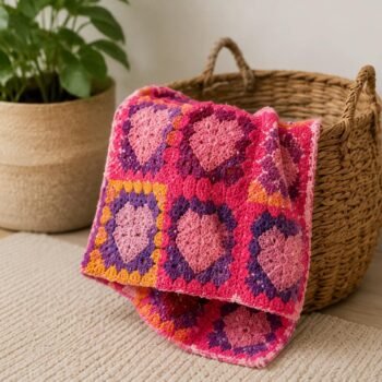 Heart Granny Square Crochet Blanket Pattern